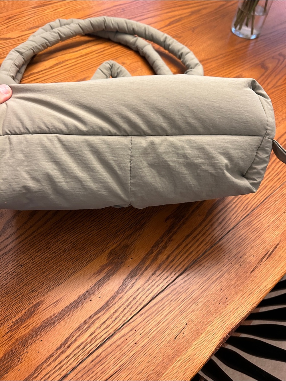 Quilted Puffer Shoulder Bag in Sage Green - Picture 4 of 10